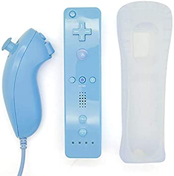 Qumox Remote Controller and Nunchuck Joystick Blue Compatible for wii/wii u