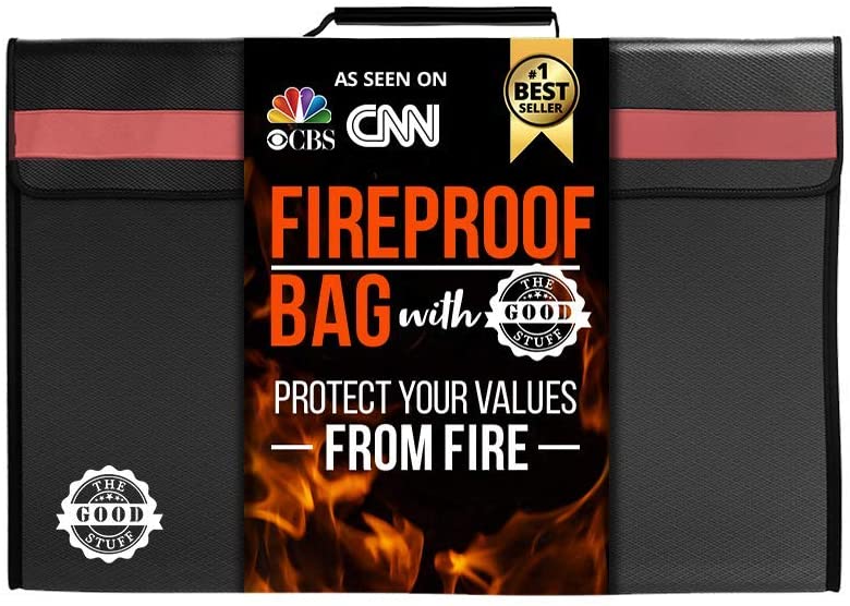 The Good Stuff Fireproof Waterproof Document Storage Bags (2000℉), Protect Important Documents from House Fires, Hurricanes, and Tornadoes, Easy to Carry Fireproof Box Bags (Extra Strength)