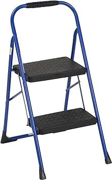 Cosco 11308SWB1E, Blue Two Big Folding Stool with Rubber Hand Grip, 2 Step