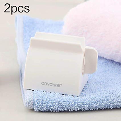 Rolling Tube Toothpaste Squeezer Toothpaste Seat Holder Stand for Bathroom Accessories-2pcs (White)