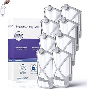 8 Pack Flying Insect Trap Refill Kit, Fly Trap Refill Cartridges Kit No Equipment-Compatible with M364 Suitable for Kitchens, Bathrooms, Garages, and Living Spaces, Among Other Places, White