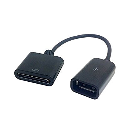 CY Black Iphone Ipad Docking 30pin Female to USB 2.0 Female Data Charge Cable 10cm