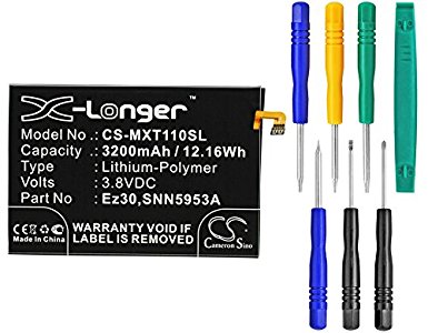 Cameron Sino 3200mAh Li-Polymer Replacement Battery for Google Nexus 6, Motorola Shamu, XT1100, XT1103, XT1115, fits Motorola EZ30, SNN5953A with tools kit