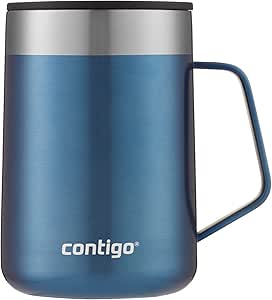 Contigo Streeterville Desk Mug, isolierter Kaffee-Thermobecher mit Henkel aus Edelstahl, Coffee to go Becher mit Deckel, hält Kaffee und Tee bis zu 5 Stunden warm, ideal fürs Büro & Zuhause, 420 ml