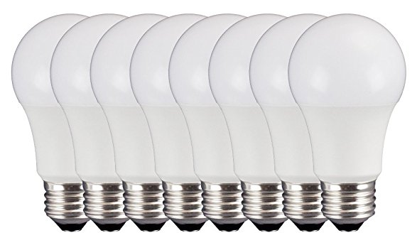 TCP 7W LED Light Bulbs (40W Equivalent), A19 - E26, Medium Screw Base, Dimmable, Soft White (2700K), (Pack of 8)
