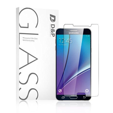 D&P Samsung Galaxy Note 5 Tempered Glass Screen Protector (Premium Ballistic Glass + Free backside protector) - 99.9% Transparent HD Shield / 9H Hardness / Shatter-Proof + Bubble-Free