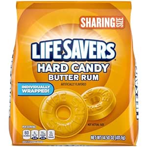 LIFE SAVERS HARD CANDY BUTTER RUM STAND UP POUCH SHELF READY PACKAGING 14.5 OUNCE PER BAG 4 PER CASE