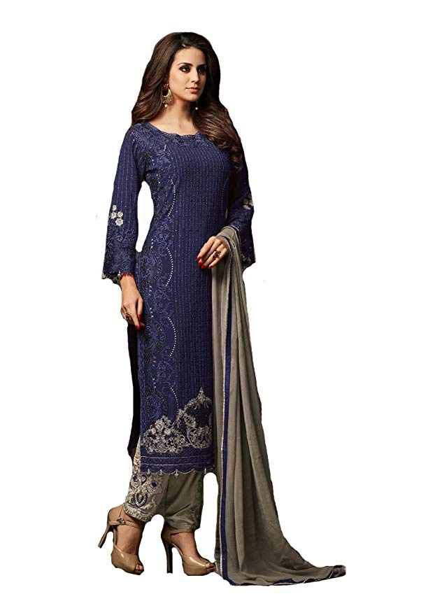 ziya Indian/Pakistani Ethnic wear Georgette Straight Salwar Kameez