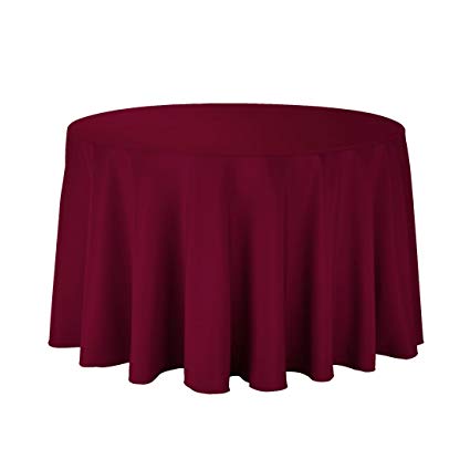 LinenTablecloth 108-Inch Round Polyester Tablecloth Burgundy