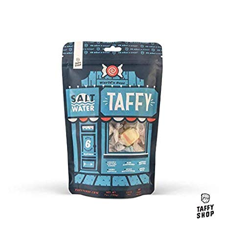 Taffy Shop World's Best Salt Water Taffy Mix-6 Gourmet Flavors: Birthday Cake Cake, Very Vanilla, Wild Watermelon, Banana Dream, Crazy Cotton Candy, Rad Raspberry (1 Bag)