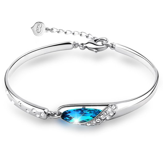 [DEAL OF THE DAY] T400 Jewelers "Glass Slipper" Authentic Swarovski Elements Crystal Bangle Alloy Bracelet, 6.7"