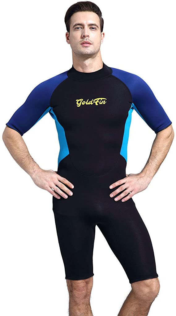 GoldFin Shorty Wetsuit Women Kids Men, 3mm Neoprene Thermal Swimsuit Back Zip for Scuba Diving Surfing Snorkeling Swimming, DW004