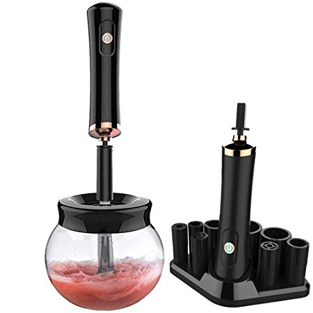 Makeup Brush Cleaner,New Generation Electric Cleaner & Spin-dry Machine in seconds with 8 Type Rubber Holder