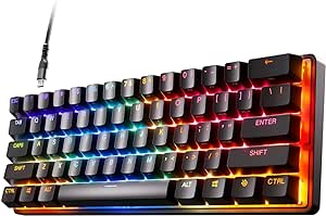 SteelSeries Apex Pro Mini Mechanical Gaming Keyboard – World’s Fastest Keyboard – Adjustable Actuation – Compact 60% Form Factor – RGB – PBT Keycaps – USB-C (64820)