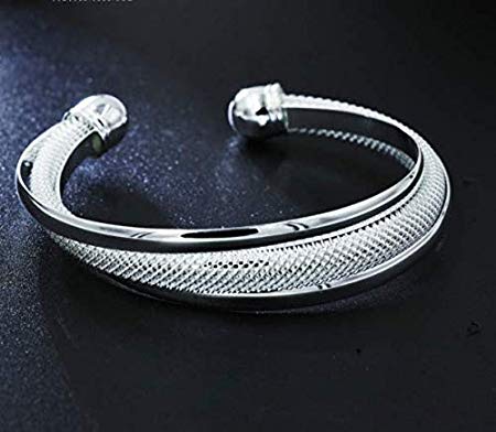 Fashion Women Jewelry Solid 925 Sterling Silver Bangle Bracelet Gift