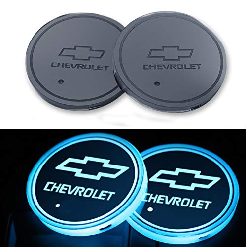 monochef Auto sport 2PCS LED Cup Holder Mat Pad Coaster with USB Rechargeable Interior Decoration Light for Chevrolet Accessory