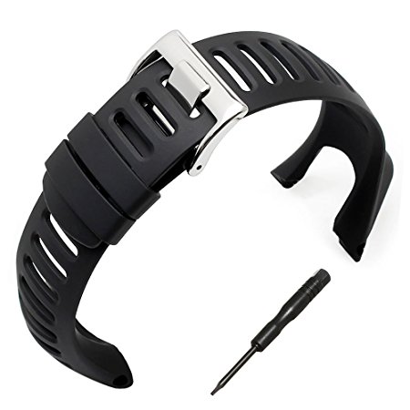 Watch Band Strap, Phifo Soft Black Rubber Replacement Watch Band Strap With Free Tool For SUUNTO Ambit 3 PEAK/Ambit 2/1