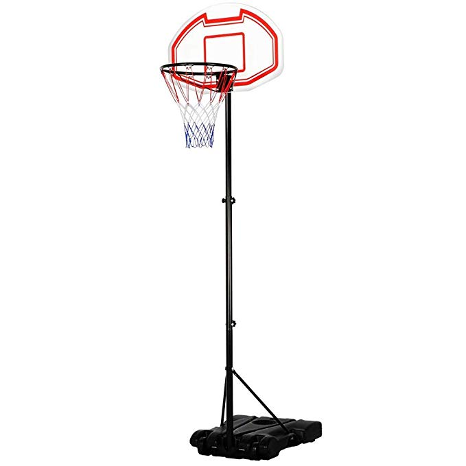 Yaheetech 1.9-2.5M Adjustable Portable Basketball Stand Backboard Hoop Net w/Wheels Youth Kids Fun(Birthday Gift)