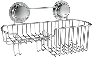 Navaris Shower and Bath Shelf - Bathroom Organiser Basket, Caddy, Storage - Stainless Steel Shelving Rack for Shampoo, Shower Gel, Toiletries