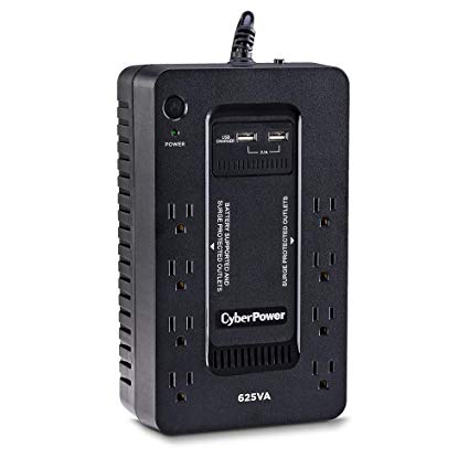 CyberPower ST625U Standby UPS System, 625VA/360W, 8 Outlets, 2 USB Charging Ports, Compact