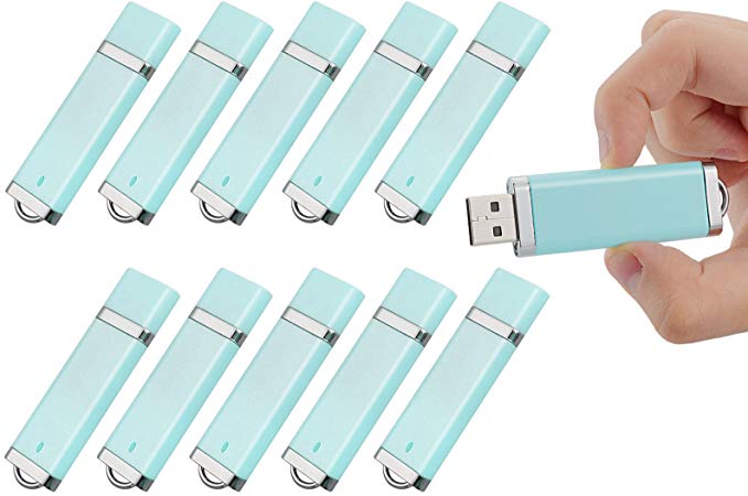 TOPSELL 10PCS 16GB USB 2.0 Flash Drive -Bulk Pack-Memory Storage Thumb Stick Light Blue