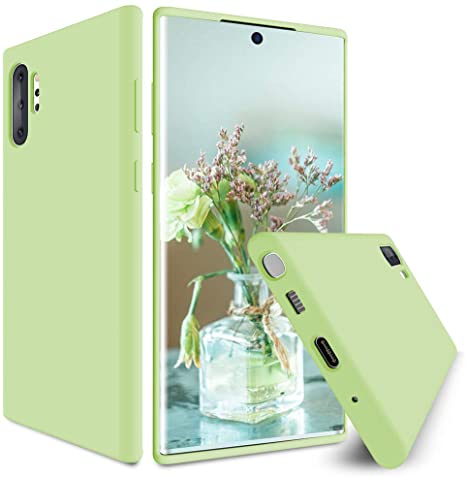 VEGO Case Compatible Galaxy Note 10 Plus, Slim Liquid Silicone Gel Rubber Shockproof with Soft Microfiber Cloth Cushion for Galaxy Note 10 Plus 5G Case 6.8 inch (Green)