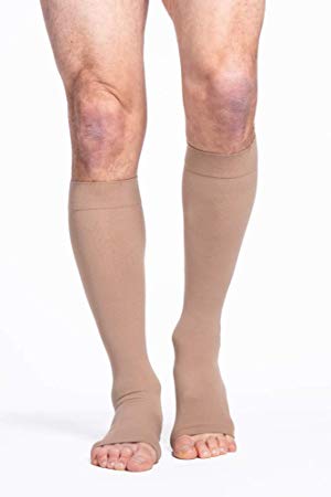 SIGVARIS Men’s & Women’s Essential Cotton 230 Open Toe Calf-High Socks 20-30mmHg