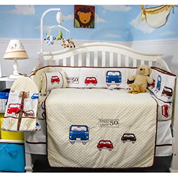 SoHo Baby Crib Bedding 10Pc Set, Minky Chenille Cars
