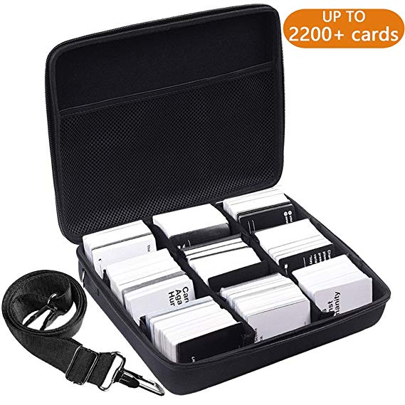 Extra Large Hard Game Card Case for 2200  Cards. Fits Main Card Game - C. A. H. Card Game/Pokemon Trading Card Game and All Other Card Games Expansions with Shoulder Strap