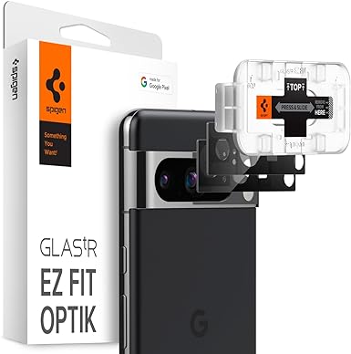 Spigen Camera Lens Screen Protector [GlasTR EZ Fit Optik] Designed for Pixel 8 Pro [Case Friendly] - Black [2 Pack]