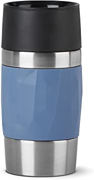 Emsa N21602 Travel Mug Compact Thermal / Insulated Mug Stainless Steel 0.3 litres 3 Hours Hot 6 Hours Cold BPA Free 100% Leak-Proof Dishwasher Safe 360° Drinking Opening Blue