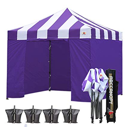 ABCCANOPY Canopy Tent 10 x 10 Pop Up Canopies Commercial Tents Market stall with 4 Removable Sidewalls and Roller Bag Bonus 4 Weight Bags and 10ft Screen Netting and 10ft Half Wall(30 Muti Colors)