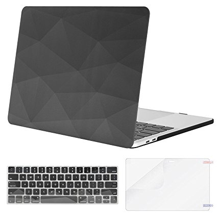 Mosiso MacBook Pro 13 Case 2017 & 2016 Release A1706 / A1708, Plastic Pattern Hard Case Shell with Keyboard Cover with Screen Protector for Newest MacBook Pro 13 Inch, Gray Geometric