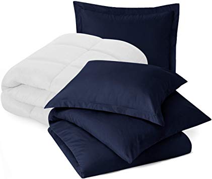 Nestl Bedding Comforter and Duvet Set, Down Alternative Comforter, Microfiber Duvet Set - Comforter Cover and 2 Pillow Shams, Queen - Navy Blue