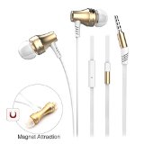 Earphones VEGO Magnet Attraction Metal In-Ear Wired Stereo Earbuds Headphones Headsets with Mic Microphone for iPhone 6s6 6s Plus6 Plus 55S iPod MP3 Player Samsung and other Smartphone - Gold