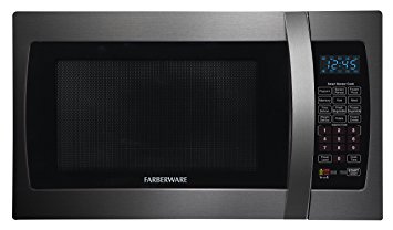 Farberware Black FMO13AHTBSE 1.3 Cubic Foot 1100-Watt Microwave Oven with Smart Sensor, Black Stainless Steel