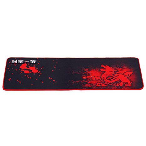 Extended Xxxl Gaming Mouse Pad - LESHP 36"x12"x0.12" Dimension - Portable with Extended XXL Size - Non-slip Rubber Base - Special Treated Textured Weave with Precision Control (red & black)