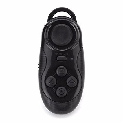 Mini Bluetooth Remote Controller, Hizek Portable Multi-functional Wireless Gamepad Remote Controller Compatible with 3D VR Glasses Google Cardboard Selfie Camera Shutter Wireless Mouse Music Player iPhone iPad Ebook Tablet PC TV IOS Android PC systems (Black)