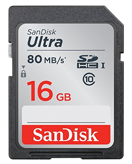 SanDisk Ultra 16 GB SDHC Class 10 Memory Card up to 80 Mbps, Frustration Free Packaging