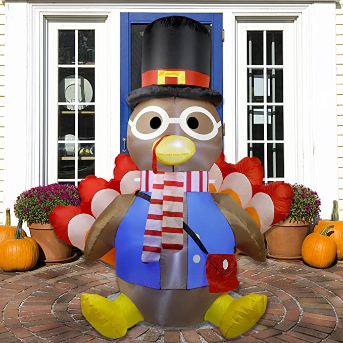 yofit Thanksgiving Decoration Inflatable Turkey, 6Ft Blow up Turkey with Build-in LED Lights, Lighted Outdoor Fall Decorations for Yard Garden Lawn Holiday Party