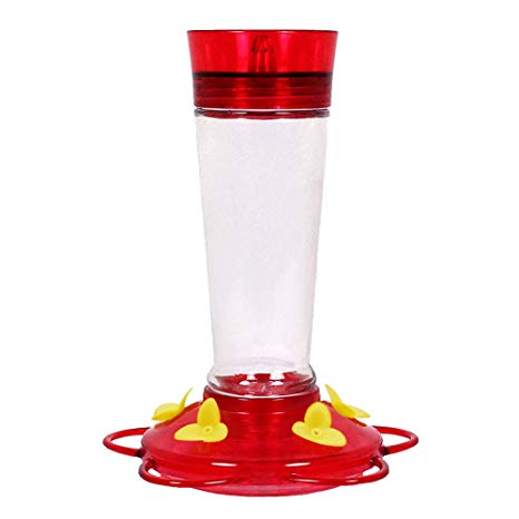 FORUP Hummingbird Feeder, Glass Bird Feeder, 5 Feeding Stations, 10-Ounce Nectar Capacity, Red