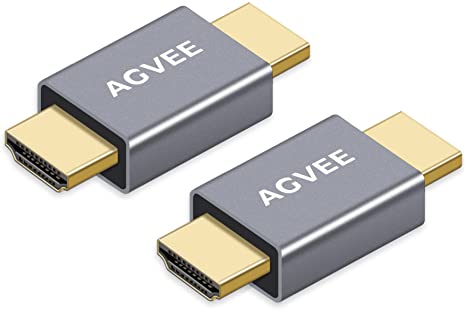 AGVEE [2 Pack] HDMI Male to Male Adapter, HDMI Type-A 2.0 4k@60HZ Coupler Extender Connector, Metal Shell Extension Converter for TV Stick, Roku Stick, Chromecast, Xbox, PS4, Laptop, PC, Gray