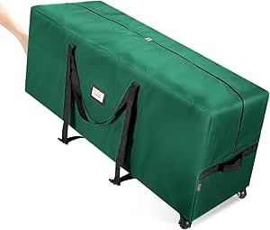 BALEINE 7.5 ft Rolling Christmas Tree Storage Bag, 2 Swivel Wheels for Easy Moving, Heavy Duty 600D Oxford Fabric Extra Large Artificial Christmas Tree Bag with Reinforced Carry Handles (Green)