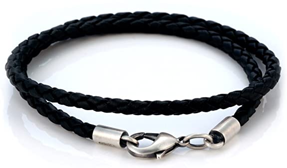 Bico 4mm (0.16 inch) Black Braided Necklace (CL14 Black)