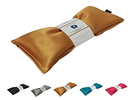 Lavender Eye Pillow - Migraine, Stress & Anxiety Relief - #1 Stress Relief Gifts - Made in USA,! (Gold - Ultra Silky Satin)