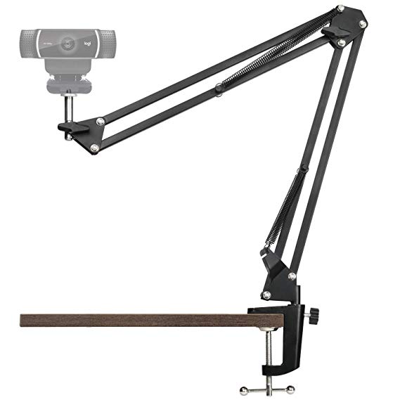 Webcam Stand - 14 Inch Suspension Scissor Durable Arm with Aluminum Desk Clamp Mount - Built-in 1/4" Screw for Logitech Webcam C930e,C930,C920, C922x,C922, Brio 4K, C925e,C615 by Pipishell