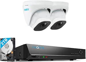 REOLINK 5MP PoE IP Cameras RLC-520A (Pack of 2) Bundle with Reolink 8 Channel PoE NVR 2TB Hard Drive Installed,Outdoor IP Security Surveillance Cameras,100FT Night Vision, Human/Vehicle Detection