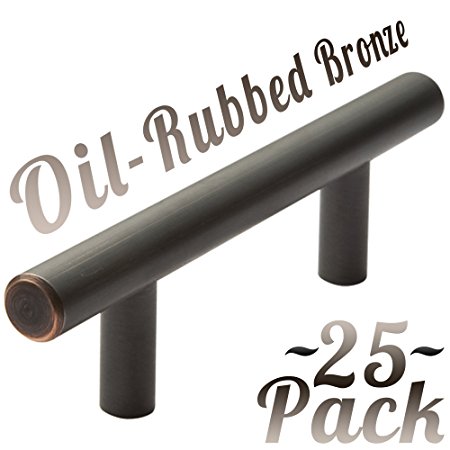 3 Inch Hole Center | 25 PACK | Oil Rubbed Bronze Finish | SOLID Bar Handle Pull By: Alpine Hardware