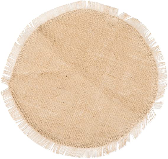 The Country House Collection 14 Inch Fringed Burlap Round Mat 14 inch Burlap Single Placemat