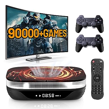 Kinhank Super Console X4 Plus video Game Console with 90000 Games, EmuELEC 4.6/Android 11.0/CoreE，Retro Game Console Compatible with PSP/PS1/Arcade,S905x4,8K UHD Display